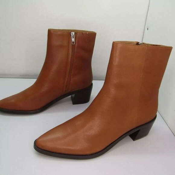NEW MADEWELL Womens Pointy-Toe Chelsea Boots Size 11 Low-Heel Ankle Brown - Picture 2 of 6